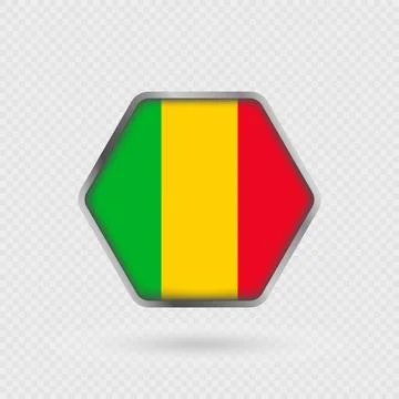 Mali flag in a hexagon frame. Stock Illustration