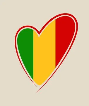 Mali flag illustrated inside a hand-drawn heart shape vector symbolizing lo.. Stock Illustration