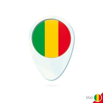 Mali flag location map pin icon on white background. Stock Illustration