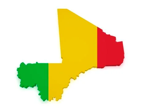Mali flag map 3d shape Stock Illustration