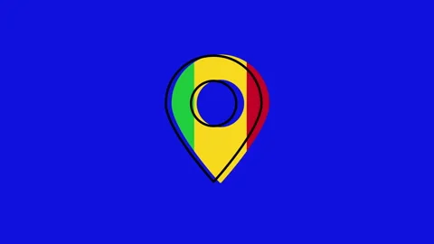 Mali flag map pin on blue background Stock Footage 312118238