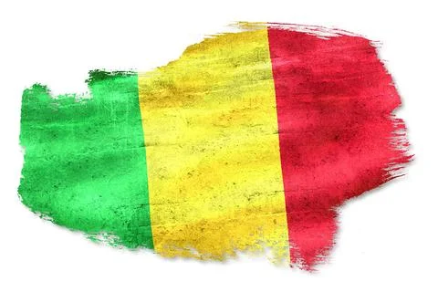 Mali flag painted brushstroke with white background Stock Illustration