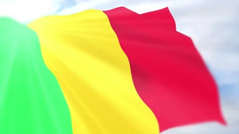 Mali Flag Seamless Loop 4k 60fps on Sky Background Stock Footage 340617769