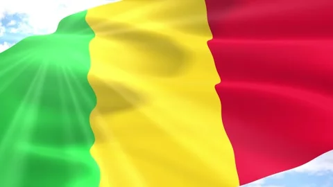 Mali Flag Seamless Loop 4k 60fps on Sky Background Stock Footage 341565038