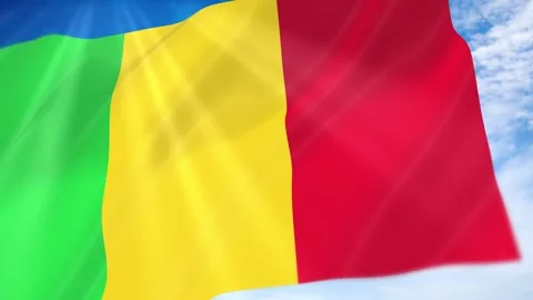 Mali Flag Seamless Loop 4k 60fps on Sky Background Stock Footage 341675247