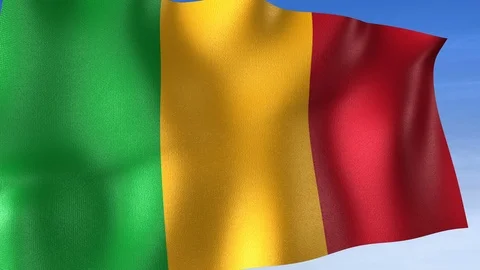Mali Flag - Set of 3 Angles with Masks [3WaveSeries] Stock Footage 106045088