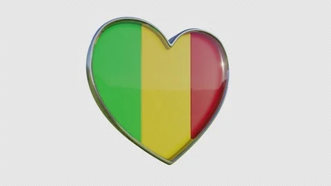 Mali Flag in the Shape of 3D Heart. Video stock 142735180