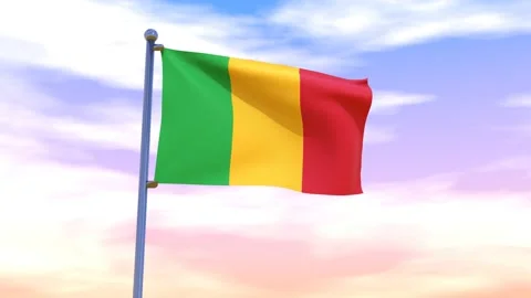 Mali Flag waving in the high wind Video stock 154711580