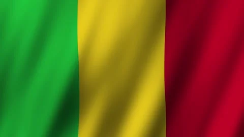 Mali flag waving in the sunlight during a cultural celebration in Bamako Stock Footage 304644273