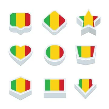 Mali flags icons and button set nine styles Stock-Illustration