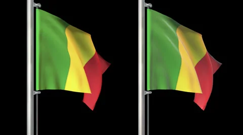 Mali flags loop pack 3 in 1 with alpha screen and loop 7sec Stock Footage 36765220