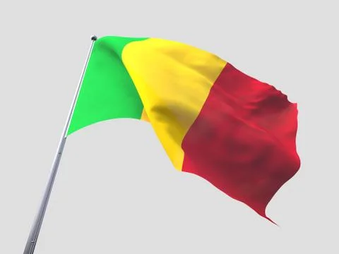 Mali flying flag isolate on white background. 스톡 일러스트