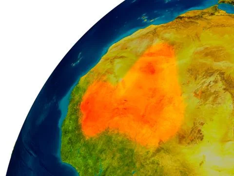 Mali on globe Stock Illustration