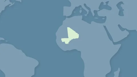Mali Highlighted on World Map, West Africa Country Location Illustration Stock Footage 340557495