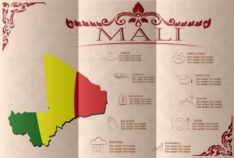 Mali, infographics, statistical data, sights. Vector illustration Stock Illustration