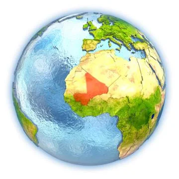 Mali on isolated globe Stock Illustration