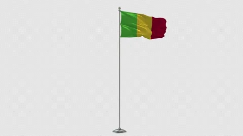 Mali  Looping Of The Waving flag Pole With Alpha Stock-Footage 161801275