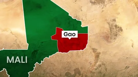 Mali map animated graphic showing the Gao region highlighted in motion Stock Footage 343253059