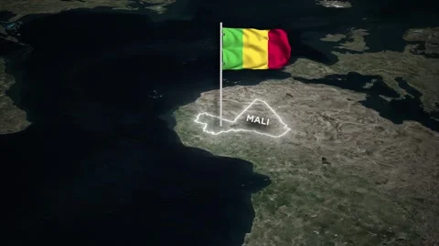 Mali Map Animation, 3D Waving of Mali National Flag, Glowing Border on World Map 库存影片 333990712