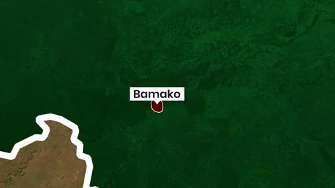 Mali map animation shows Bamako city location in motion clip Stock Footage 343252875