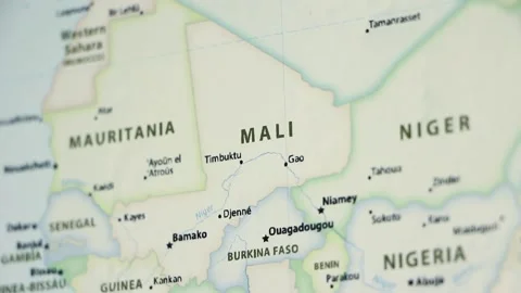Mali on a Map (with Defocus) Stock Footage 90279808