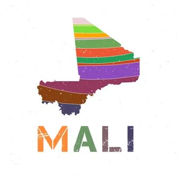 Mali map design. Shape of the country with beautiful geometric waves and gr.. Ilustração Stock
