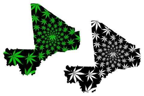 Mali - map is designed cannabis leaf Stock Illustration