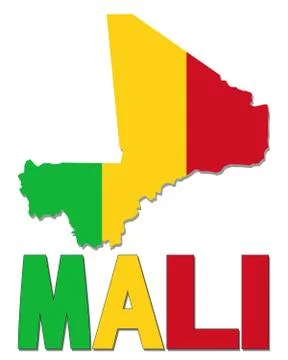 Mali map flag and text illustration Stock Illustration