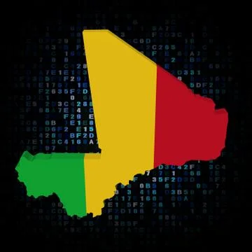 Mali map flag on hex code illustration Stock Illustration