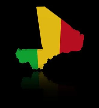Mali map flag with reflection illustration Stock Illustration