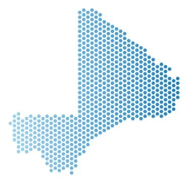 Mali Map Hex-Tile Abstraction Stock Illustration