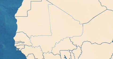 A mali map with most important cities and frontier lines Video stock 337429742