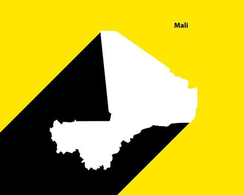 Mali Map on retro poster with long shadow Stock Illustration
