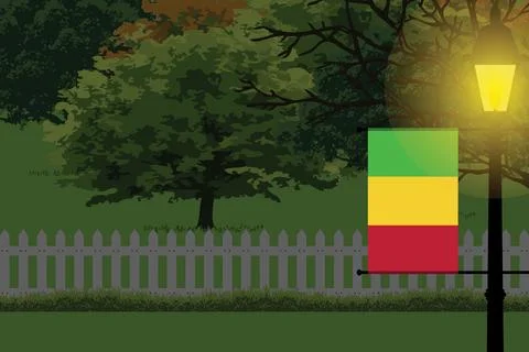 Mali Night Trees Lamp Vector Illustration Stock Illustration