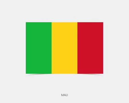 Mali Rectangle flag icon with shadow. Illustrazione stock