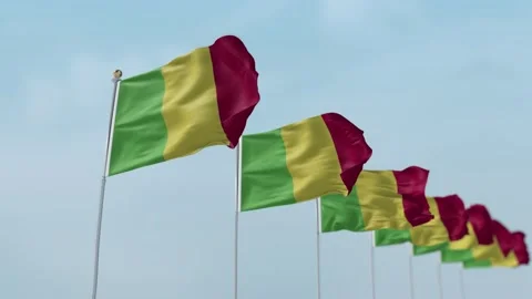 Mali Row Of Flags Animation Video stock 136219952