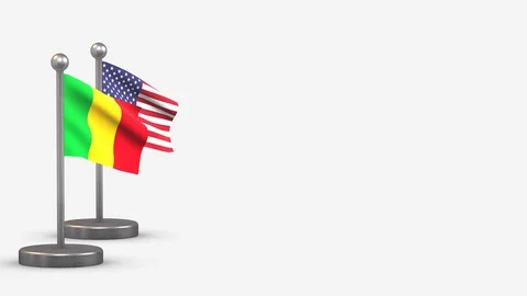 Mali seamless 3D waving flag animation on tiny flagpole. 動画素材 128566836