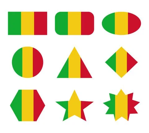 Mali set of flags with geometric shapes Stock Illustration
