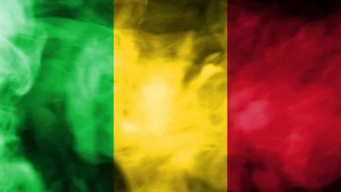Mali smoke waving flag Stock Footage 98352753