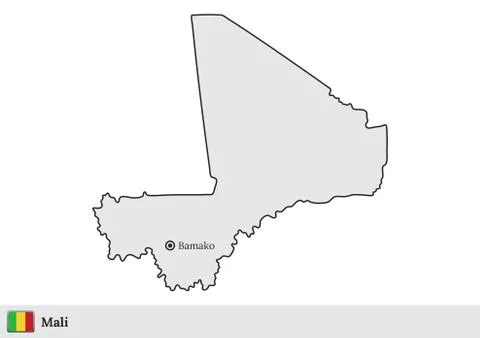 Mali vector map with the capital city of Bamako Stock Illustration