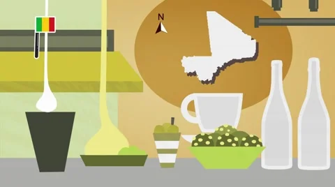 Mali - Vector Menu - Restaurant - Food and Drinks - yellow Stock Footage 67459027
