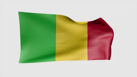 Mali Waving Flag Transparent Alpha Stock Footage 274434097