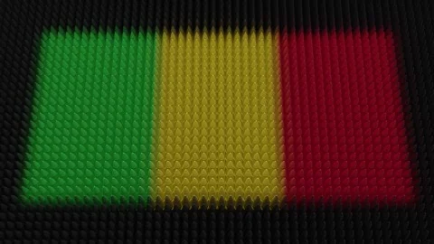 Malian Flag Light Shining on Scrolling Bullets Stock Footage 315119320