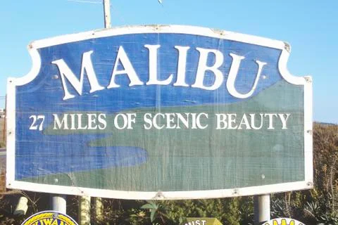Malibu 27 Miles Of Scenic Beauty sign, Malibu, California Stock Photos