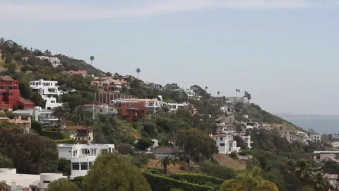 Malibu Beach to Homes Pan Left Stock-Footage 143579260