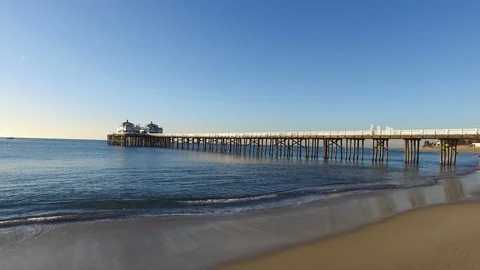 Malibu Beach Pier Stock Footage 85966960