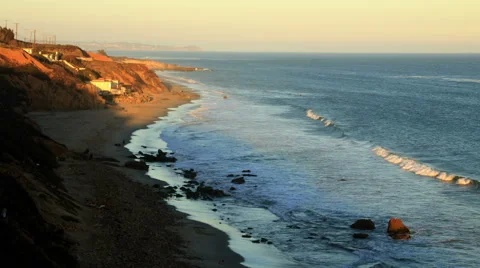 Malibu beach at sunset time lapse Stock Footage 65138291