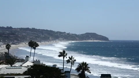Malibu beach with waves and sand. Stock Footage 101973965