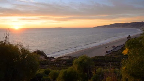 Malibu Ocean Sunset 库存影片 129401982