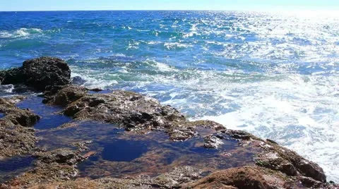 Malibu Ocean Waves 14 Pt Dume California Tide Pool Stock Footage 21370914